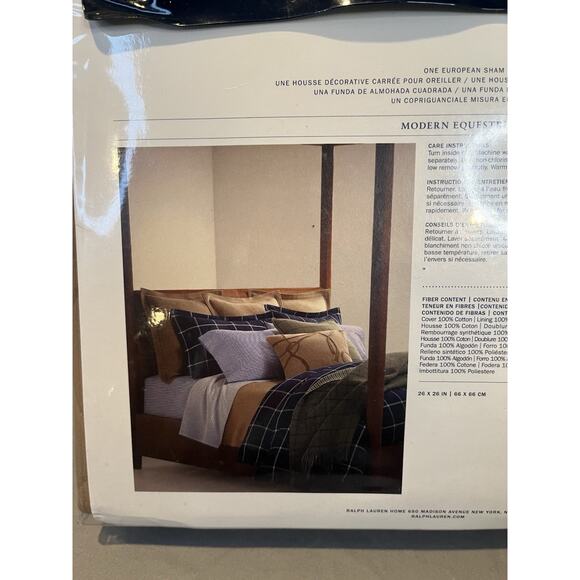 Ralph Lauren Cromwell Modern Equestrian European Sham Quilted 26"x26" NEW - Picture 5 of 5